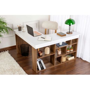 Birou, Hanah Home, Vesper, 130x72x120 cm, PAL, Nuc/Alb