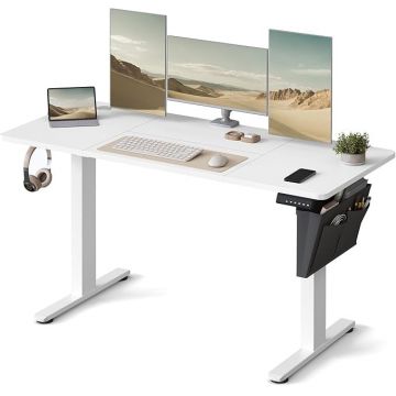 Birou reglabil Vasagle, Alb, LSD134W01V1, 60 x 140 x (72-120) cm
