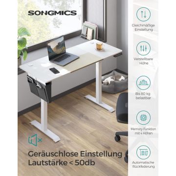 Cadru pentru Birou Songmics, model Jaxen, 140x72-120x60 cm, Alb/Bej