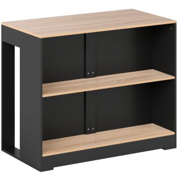 HOMCOM Bar Insulă de Bucătărie cu 3 Rafturi pentru Sufragerie, 113x60x90 cm, Negru și Lemn | Aosom Romania