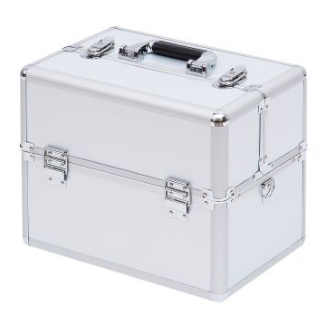 HOMCOM Cutie de Machiaj în 3 Nivele, Geantă Profesională pentru Cosmetică, 36,5x24x29 cm, Argintiu | Aosom Romania