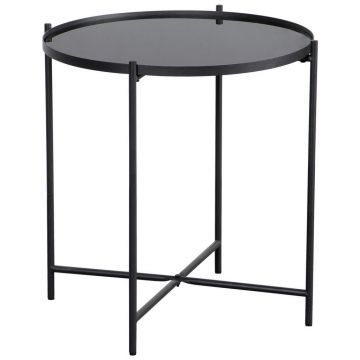 MASĂ AUXILIARĂ in metal, sticlă 51/51/53 cm