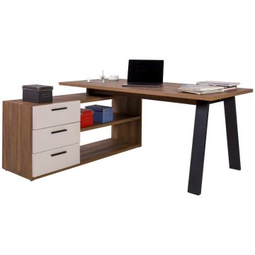 Masă De Birou Pe Colț, 171/143,5/74,7 cm, metal, material pe bază de lemn