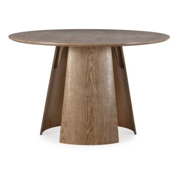 Masă de dining rotundă cu aspect de lemn de stejar ø 120 cm Zuri – MOME