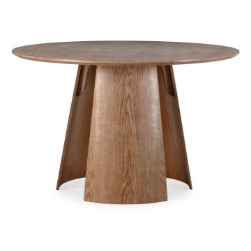 Masă de dining rotundă cu aspect de lemn de stejar ø 120 cm Zuri – MOME