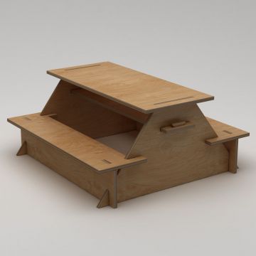 Masa de gradina, Hanah Home, Tela, 160x75x150 cm, 100% BIRCH PLYWOOD, Lemn natural