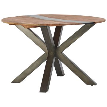 Masă din lemn, metal, 120/120/76 cm,