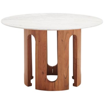 Masă din lemn, piatră, 120/120/76 cm,