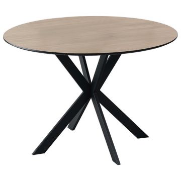 Masă din metal, material pe bază de lemn, 110/110/75 cm,