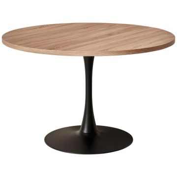 Masă din metal, material pe bază de lemn, 120/120/76 cm,