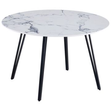 Masă din metal, material pe bază de lemn, 120/120/76 cm,