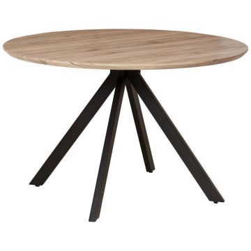 Masă din metal, material pe bază de lemn, 120/120/76 cm,