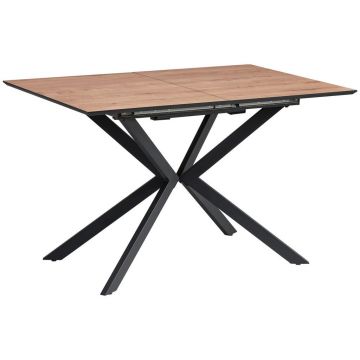 Masă din metal, material pe bază de lemn, 120-160/80/76 cm,