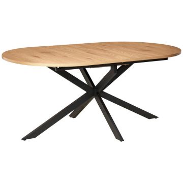 Masă din metal, material pe bază de lemn, 180-220/100/75 cm,