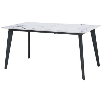 Masă din metal, material pe bază de lemn, 180/220/90/75 cm,