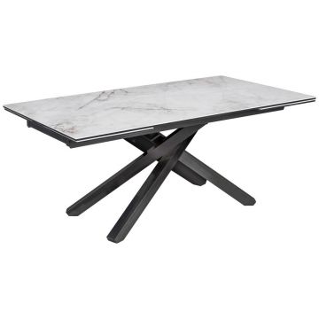 Masă din metal, sticlă, ceramică, 180-280/76/98 cm,