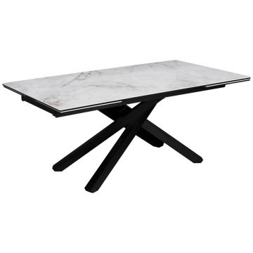 Masă din metal, sticlă, ceramică, 180-280/76/98 cm,