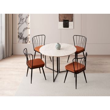 Masa extensibila, Hanah Home, Yaprak, 100x72x100 cm, PAL, Travertin / Negru