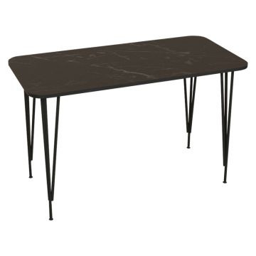 Masa Palkon melamina marmura neagra metal negru 120x60x73 cm