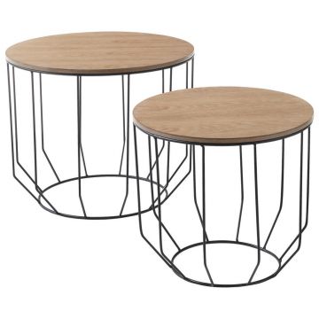 MĂSUȚĂ DE CAFEA din metal, material pe bază de lemn