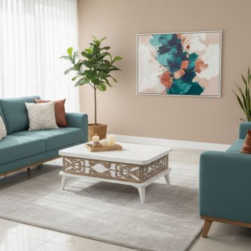 Masuta de cafea, Hanah Home, Ada, 90x38x60 cm, PAL, Alb