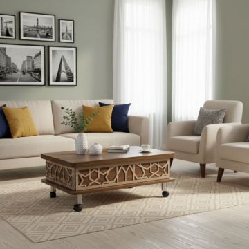 Masuta de cafea, Hanah Home, Adt, 90x40x60 cm, PAL, Maro