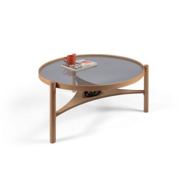 Masuta de cafea, Hanah Home, Clover, 100x46x100 cm, 100% SOLID OAK WOOD, Stejar