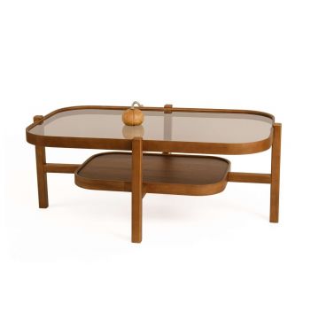 Masuta de cafea, Hanah Home, Godiva, 110x48x70 cm, Lemn masiv, Maro