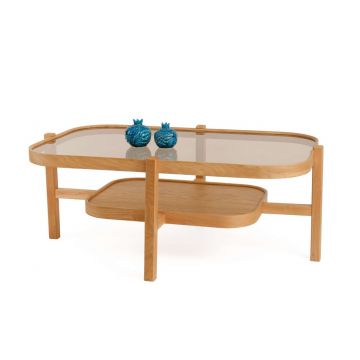 Masuta de cafea, Hanah Home, Godiva, 110x48x70 cm, Lemn masiv, Stejar