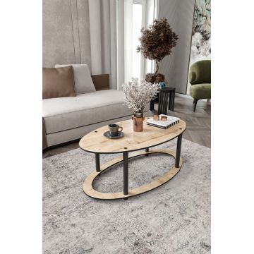 Masuta de cafea, Hanah Home, Hole Ellipse, 60x40x38 cm, MDF , Stejar