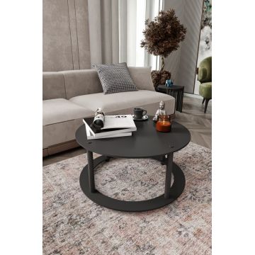 Masuta de cafea, Hanah Home, Hole Round, MDF , Negru