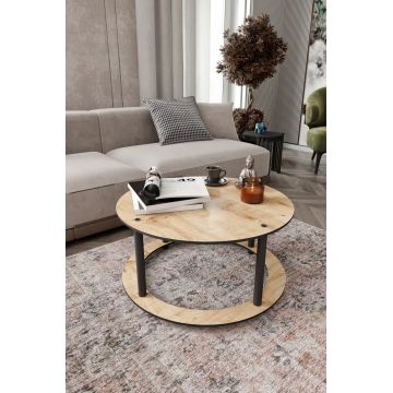 Masuta de cafea, Hanah Home, Hole Round, MDF , Stejar