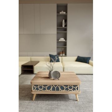 Masuta de cafea, Hanah Home, Ottowa Ada, 90x38x60 cm, PAL, Alaska / Blue