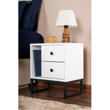 Noptiera Model Glimmer, Alb/Negru