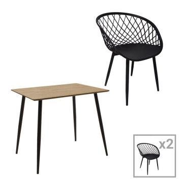 Set de 3 buc mese Ezra-Cuba pp-mdf culoare negru-sonoma 70x70x75 cm