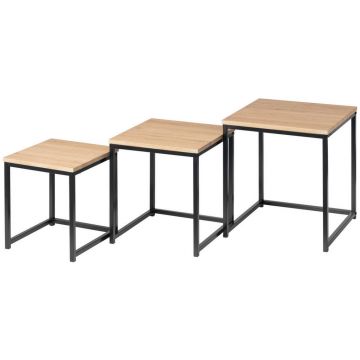 SET DE MĂSUȚE SUPRAPUSE in metal, material pe bază de lemn