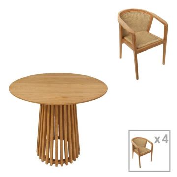 Set dining Granny-Kenda, Pako World, 5 piese, Bej-Natural, 80x80x75 cm