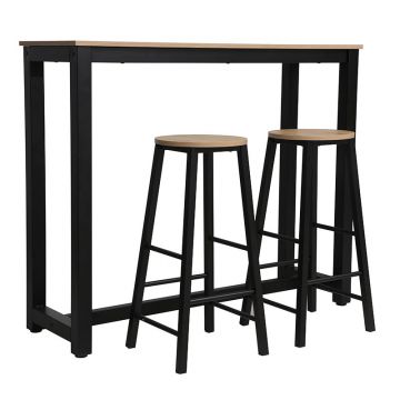 Set masa dining, bar Marle, Alb - Negru, 120x40x100 cm