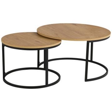 SET MĂSUȚE DE CAFEA din metal, material pe bază de lemn 60-80/60-80/42-45 cm