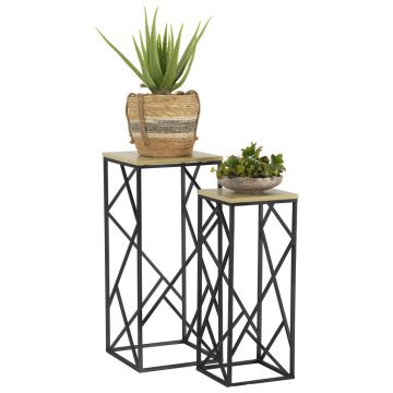 Set Măsuțe Suport Flori din material pe bază de lemn, 25-32/25-32/66-76,5 cm