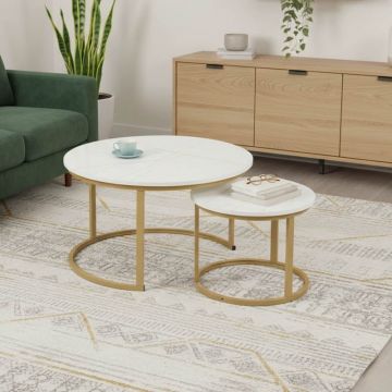 Set Masuta de cafea 2 buc Solme I Auriu 80x80x45 cm