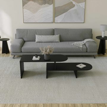 Set masute de cafea, Hanah Home, Puzzle, PAL, Negru