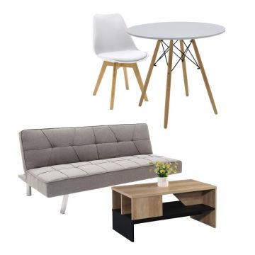 Set mobilier sufragerie 5 buc Convenience Gri 175x83x74 cm