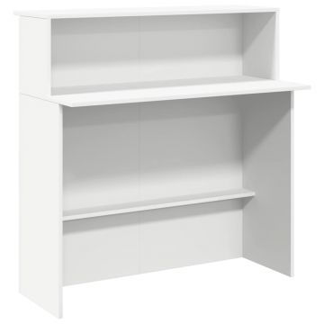 Birou de receptie alb 100x50x103,5 cm din lemn prelucrat