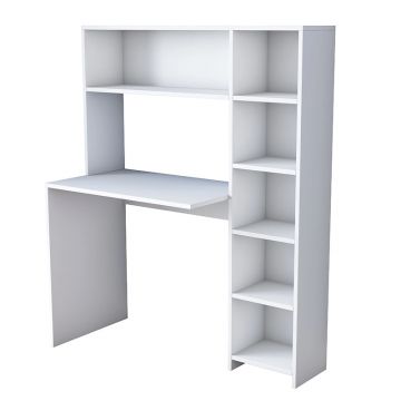 Birou Janson  cu biblioteca, alb, 113.2x40x141.8 cm