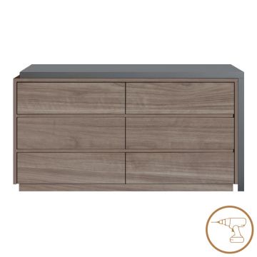 Birou Multicolorfunctional cu sertar integrat, Reaze  MDF  deschis nuc-antracit 120x50x74 cm.