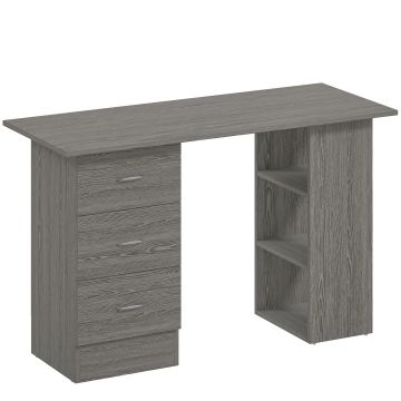 HOMCOM Birou modern cu 3 Sertare si Rafturi in Lemn Alb 120x49x72cm | Aosom Romania