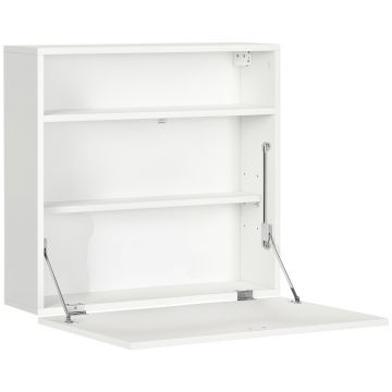 HOMCOM Birou suspendat birou de perete cu tavă pliabilă și 3 compartimente - 64 x 20 x 60 cm - alb | Aosom Romania