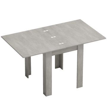 HOMCOM Masă de Dining Extensibilă pentru 4-6 Persoane Design Pliabil, 70-140cm Masă Rectangulară de Economisire a Spațiului cu Picioare Antiderapante, pentru Sala de Mese Sufragerie, Gri Efect Lemn | Aosom Romania