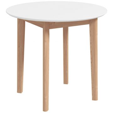 HOMCOM Masă de dining Masă de bucătărie Masă rotundă, design scandinav, 75 cm x 75 cm x 76 cm, Alb + natural | Aosom Romania